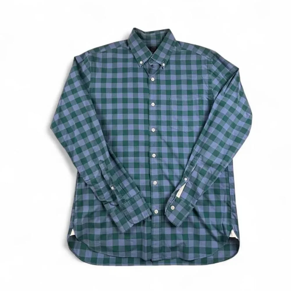 J.Crew Blue Green Plaid Cotton Button Down Shirt Men’s M Preppy
